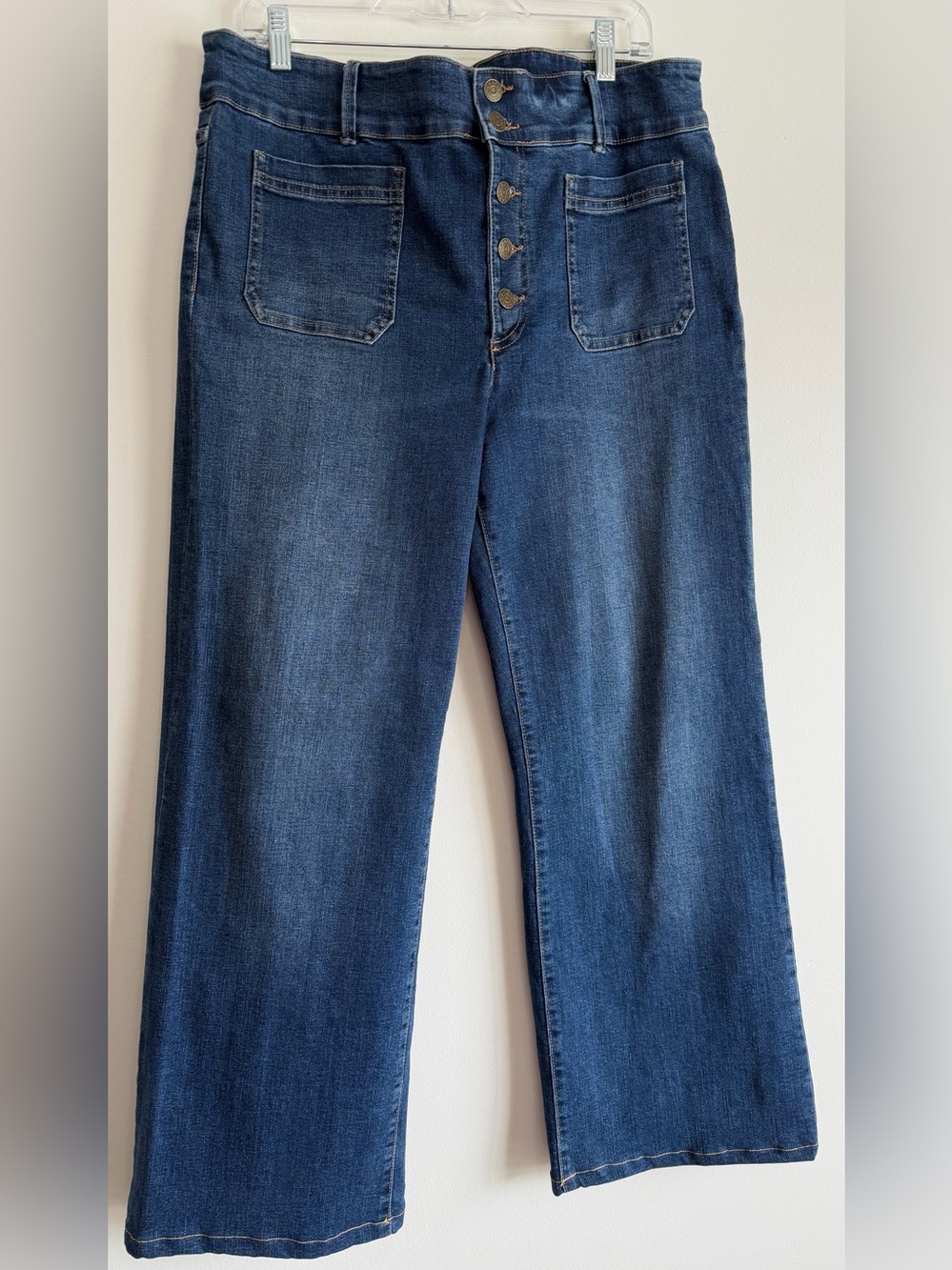 Chaps Dark Wash Wide Leg Button Fly Jeans Size 16